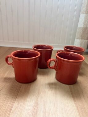 Fiesta Fiestaware Ring Handled 10 Oz Mugs Paprika SET OF FOUR